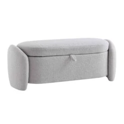 Loha Grey Teddy Boucle 129cm Large Storage Ottoman Bench -Entreprise Cc Shop OTTO 271 GREY TEDDY WB2