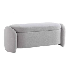 Loha Grey Teddy Boucle 129cm Large Storage Ottoman Bench -Entreprise Cc Shop OTTO 271 GREY TEDDY WB5