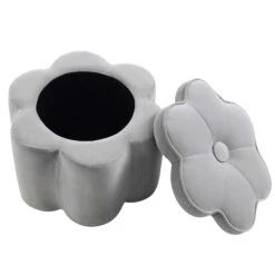 Pollie Grey Velvet Storage Stool -Entreprise Cc Shop POUF 291 GREY VEL WB3