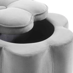 Pollie Grey Velvet Storage Stool -Entreprise Cc Shop POUF 291 GREY VEL detail2