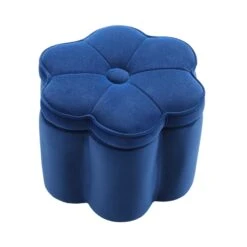 Pollie Navy Velvet Storage Stool -Entreprise Cc Shop POUF 291 NAVY VEL WB1