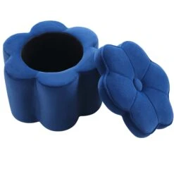 Pollie Navy Velvet Storage Stool -Entreprise Cc Shop POUF 291 NAVY VEL WB2