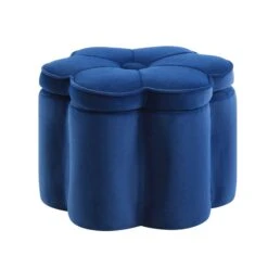 Pollie Navy Velvet Storage Stool -Entreprise Cc Shop POUF 291 NAVY VEL WB3