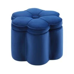 Pollie Navy Velvet Storage Stool -Entreprise Cc Shop POUF 291 NAVY VEL WB4