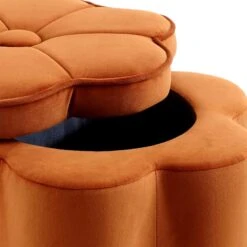 Pollie Orange Velvet Storage Stool -Entreprise Cc Shop POUF 291 ORANGE VEL detail2