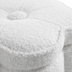 Pollie White Teddy Boucle Storage Stool -Entreprise Cc Shop POUF 291 WHITE TEDDY detail1