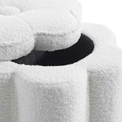 Pollie White Teddy Boucle Storage Stool -Entreprise Cc Shop POUF 291 WHITE TEDDY detail2