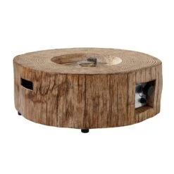 Round Outdoor Gas Fire Bowl Rustic Wood Effect 13 Round Outdoor Gas Fire Bowl Rustic Wood Effect -Entreprise Cc Shop PTHR HL 04 WOOD 1