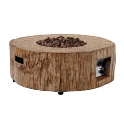 Round Outdoor Gas Fire Bowl Rustic Wood Effect 12 Round Outdoor Gas Fire Bowl Rustic Wood Effect -Entreprise Cc Shop PTHR HL 04 WOOD 2
