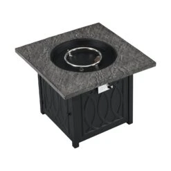 Square Outdoor 32" X 32" 50,000BTUs Real Concrete Gas Firepit Table -Entreprise Cc Shop PTHR HL 05 GREYBLACK 4