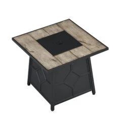 Square Outdoor 30" X 30"40,000BTUs Real Concrete Fire Pit Table -Entreprise Cc Shop PTHR HL 06 GREYBLACK 3
