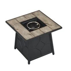 Square Outdoor 30" X 30"40,000BTUs Real Concrete Fire Pit Table -Entreprise Cc Shop PTHR HL 06 GREYBLACK 4