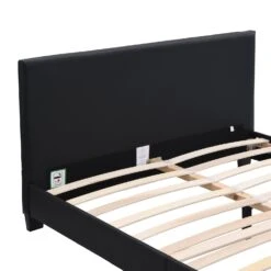 URSA Black PU Leather Bed Frame With LED On Footend 17 URSA Black PU Leather Bed Frame With LED On Footend -Entreprise Cc Shop SF804BLACK detail1