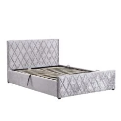 Cherry Tree Furniture HAYDEN Crushed Velvet Side Lift Storage Ottoman Upholstered Bed Frame Silver -Entreprise Cc Shop SF874Silver 2