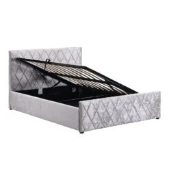 Cherry Tree Furniture HAYDEN Crushed Velvet Side Lift Storage Ottoman Upholstered Bed Frame Silver -Entreprise Cc Shop SF874Silver 4