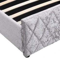 Cherry Tree Furniture HAYDEN Crushed Velvet Side Lift Storage Ottoman Upholstered Bed Frame Silver -Entreprise Cc Shop SF874Silver detail4