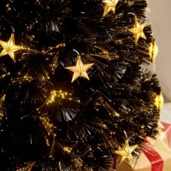 Fibre Optic Artificial Black Pine Christmas Tree With Pre-lit Warm White LED Lights (4ft To 6ft) -Entreprise Cc Shop XMSTR 01 BLACKLED detail2