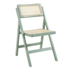 Frances Set Of 2 Folding Cane Rattan Chairs, Mint -Entreprise Cc Shop XN 2054 SAGE 2P WB3