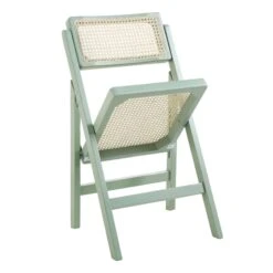 Frances Set Of 2 Folding Cane Rattan Chairs, Mint -Entreprise Cc Shop XN 2054 SAGE 2P WB4