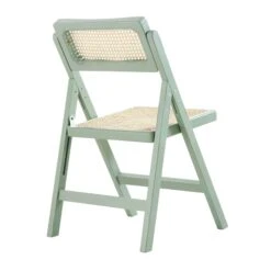 Frances Set Of 2 Folding Cane Rattan Chairs, Mint -Entreprise Cc Shop XN 2054 SAGE 2P WB7