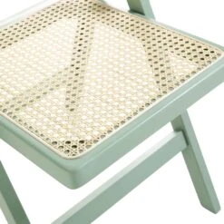 Frances Set Of 2 Folding Cane Rattan Chairs, Mint -Entreprise Cc Shop XN 2054 SAGE 2P detail2