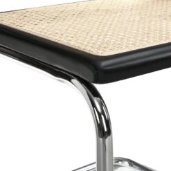 Rayna Pair Of 2 Solid Beech Dining Chairs With Armrests, Natural Cane & Chrome (Black) -Entreprise Cc Shop XN 2056 BLACK 2P detail4