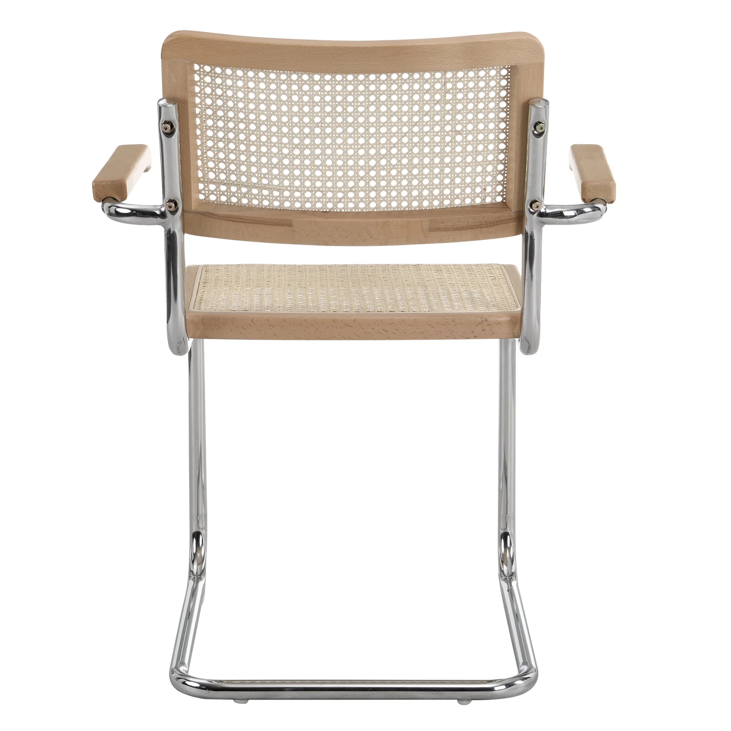 Rayna Pair Of 2 Solid Beech Dining Chairs With Armrests, Natural Cane & Chrome (Natural) 8 Rayna Pair Of 2 Solid Beech Dining Chairs With Armrests, Natural Cane & Chrome (Natural) - Image 6