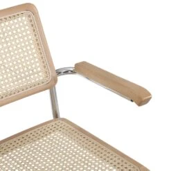 Rayna Pair Of 2 Solid Beech Dining Chairs With Armrests, Natural Cane & Chrome (Natural) 18 Rayna Pair Of 2 Solid Beech Dining Chairs With Armrests, Natural Cane & Chrome (Natural) -Entreprise Cc Shop XN 2056 NAT 2P detail2