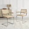 Rayna Pair Of 2 Solid Beech Dining Chairs With Armrests, Natural Cane & Chrome (Natural) 2 Rayna Pair Of 2 Solid Beech Dining Chairs With Armrests, Natural Cane & Chrome (Natural) -Entreprise Cc Shop XN 2056 NAT 2P main