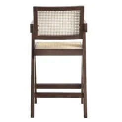 Jeanne Dark Walnut Cane Rattan Solid Beech Wood Counter Stool -Entreprise Cc Shop XN 2211 DARKWALNUT WB5