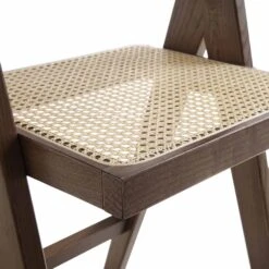Jeanne Dark Walnut Cane Rattan Solid Beech Wood Counter Stool -Entreprise Cc Shop XN 2211 DARKWALNUT detail2