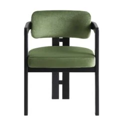 Stanford Curved Oak Frame Upholstered Chair, Moss Green Velvet Black Frame -Entreprise Cc Shop XNDCH 727 GREEN VEL WB1