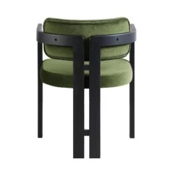 Stanford Curved Oak Frame Upholstered Chair, Moss Green Velvet Black Frame -Entreprise Cc Shop XNDCH 727 GREEN VEL WB5