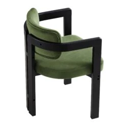 Stanford Curved Oak Frame Upholstered Chair, Moss Green Velvet Black Frame -Entreprise Cc Shop XNDCH 727 GREEN VEL WB6