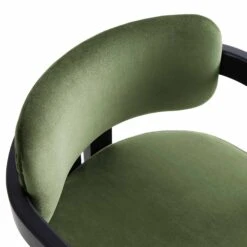 Stanford Curved Oak Frame Upholstered Chair, Moss Green Velvet Black Frame -Entreprise Cc Shop XNDCH 727 GREEN VEL detail1