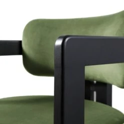 Stanford Curved Oak Frame Upholstered Chair, Moss Green Velvet Black Frame -Entreprise Cc Shop XNDCH 727 GREEN VEL detail2