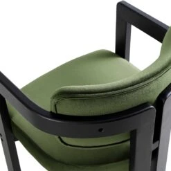 Stanford Curved Oak Frame Upholstered Chair, Moss Green Velvet Black Frame -Entreprise Cc Shop XNDCH 727 GREEN VEL detail3