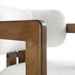 Stanford Curved Oak Frame Upholstered Chair, White Boucle Light Walnut Frame -Entreprise Cc Shop XNDCH 727 WHITE BOUCLE detail2