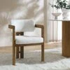 Stanford Curved Oak Frame Upholstered Chair, White Boucle Light Walnut Frame 1 Stanford Curved Oak Frame Upholstered Chair, White Boucle Light Walnut Frame -Entreprise Cc Shop XNDCH 727 WHITE BOUCLE main