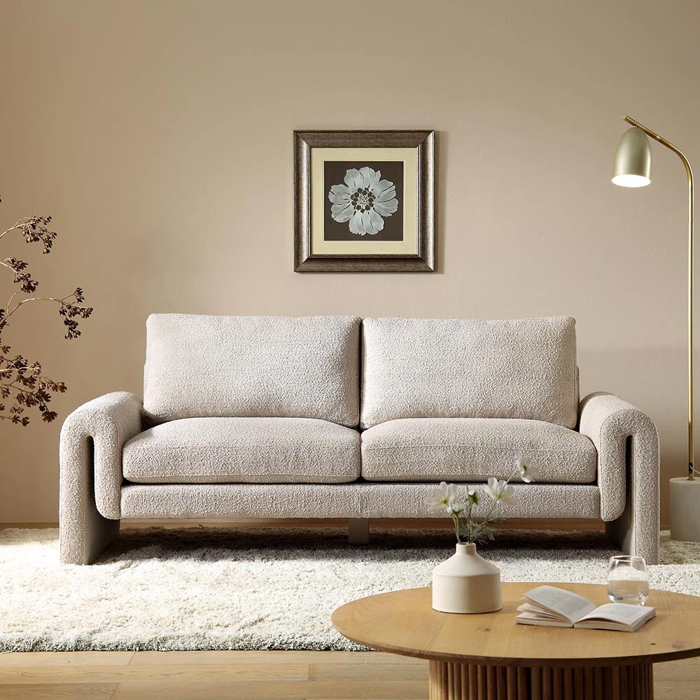 Hampstead Taupe Boucle Curved 3-Seater Sofa 3 Hampstead Taupe Boucle Curved 3-Seater Sofa