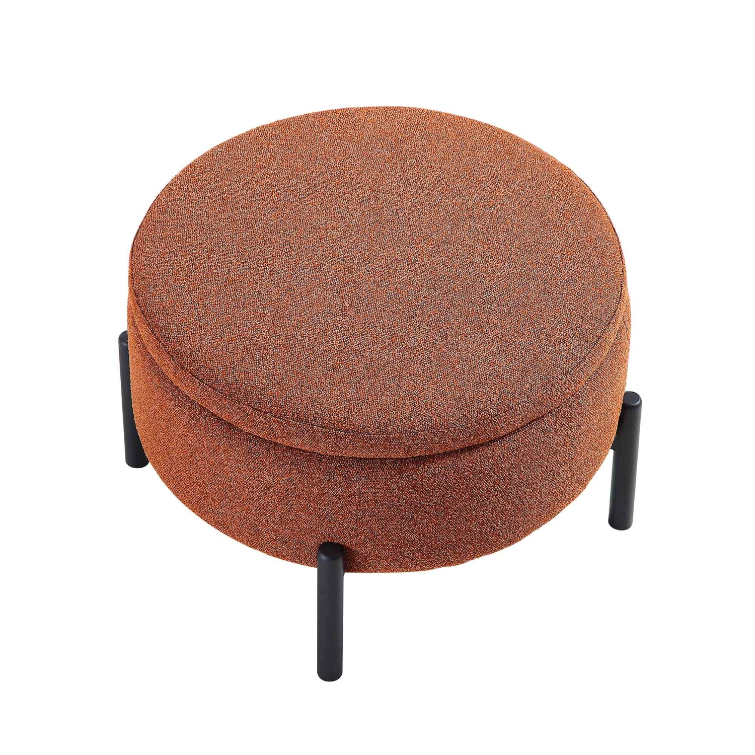 Amboise Round Storage Pouffe, Brick Boucle 8 Amboise Round Storage Pouffe, Brick Boucle - Image 7