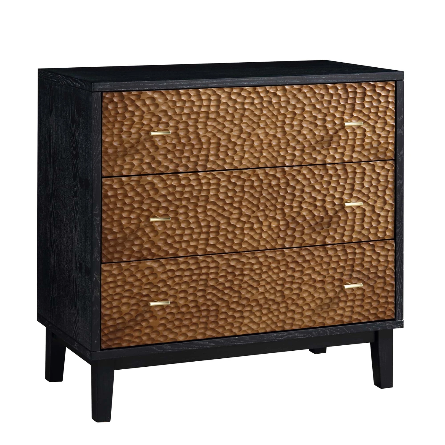 Bianca Chip Carved 3 Drawer Chest, Antique Bronze & Black 8 Bianca Chip Carved 3 Drawer Chest, Antique Bronze & Black - Image 6