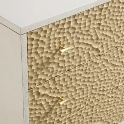 Bianca Chip Carved 3 Drawer Chest, Sand Beige & Ivory -Entreprise Cc Shop XXCOD 008 TAUPE WHITE detail1