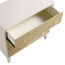 Bianca Chip Carved 3 Drawer Chest, Sand Beige & Ivory -Entreprise Cc Shop XXCOD 008 TAUPE WHITE detail2
