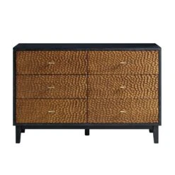 Bianca Chip Carved 6 Drawer Chest, Antique Bronze & Black -Entreprise Cc Shop XXCOD 010 GOLD BLACK WB1