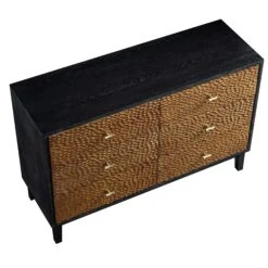 Bianca Chip Carved 6 Drawer Chest, Antique Bronze & Black -Entreprise Cc Shop XXCOD 010 GOLD BLACK WB4