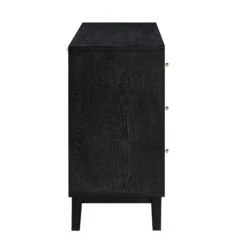 Bianca Chip Carved 6 Drawer Chest, Antique Bronze & Black -Entreprise Cc Shop XXCOD 010 GOLD BLACK WB5