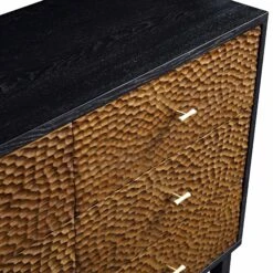 Bianca Chip Carved 6 Drawer Chest, Antique Bronze & Black -Entreprise Cc Shop XXCOD 010 GOLD BLACK detail1