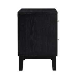 Bianca Chip Carved Bedside Table, Antique Bronze & Black -Entreprise Cc Shop XXNS 007 GOLD BLACK WB5