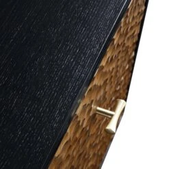 Bianca Chip Carved Bedside Table, Antique Bronze & Black -Entreprise Cc Shop XXNS 007 GOLD BLACK detail4